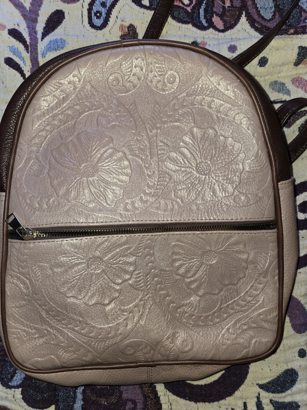 Women's Floral Embossed Blush Pink Backpack